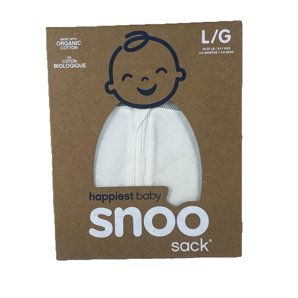 Happiest Baby Snoo Sack Large 4-6 Months 18-25 Lbs Organic cotton White